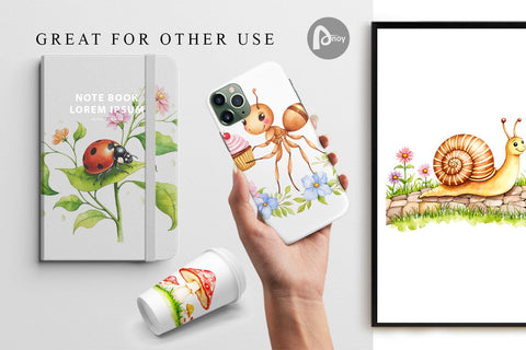 Digital Paper Whimsical Garden Creatures Digital Pattern artnoy 