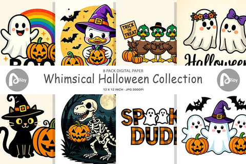 Digital Paper Whimsical Halloween Digital Pattern artnoy 