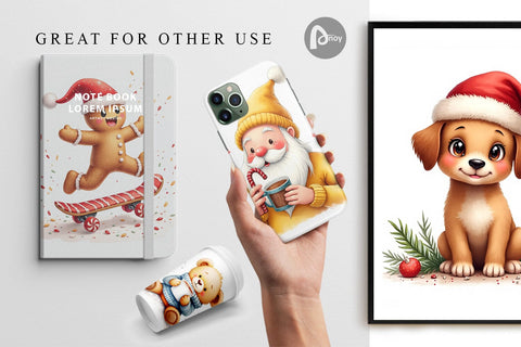 Digital Paper Whimsical Holiday Friends Digital Pattern artnoy 