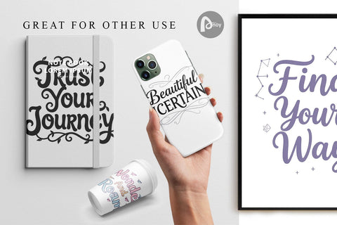 Digital Paper Whimsical Journey Post Grad Quotes Digital Pattern artnoy 