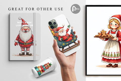 Digital Paper Whimsical Santa Workshop Digital Pattern artnoy 