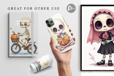 Digital Paper Whimsical Skeletons Digital Pattern artnoy 