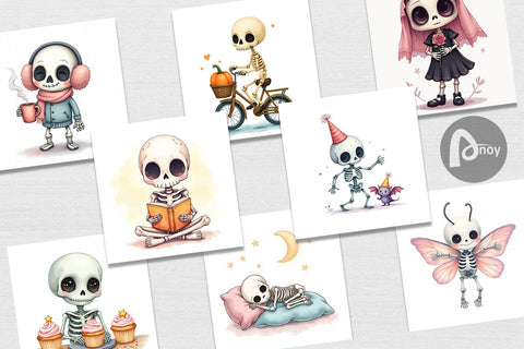 Digital Paper Whimsical Skeletons Digital Pattern artnoy 