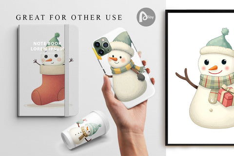 Digital Paper Whimsical Snowman Christmas Digital Pattern artnoy 