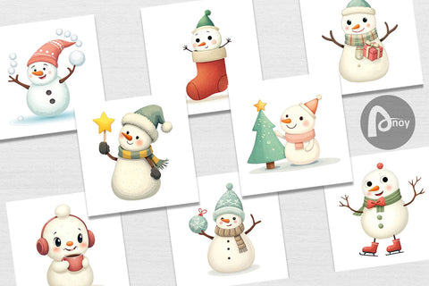 Digital Paper Whimsical Snowman Christmas Digital Pattern artnoy 