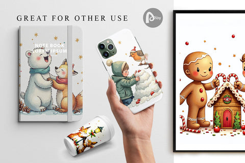 Digital Paper Whimsical Watercolor Christmas Digital Pattern artnoy 