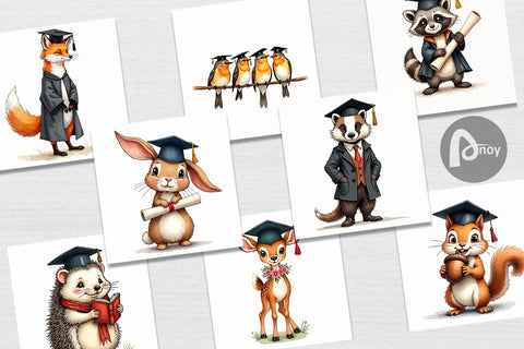 Digital Paper Whimsical Woodland Graduates Digital Pattern artnoy 