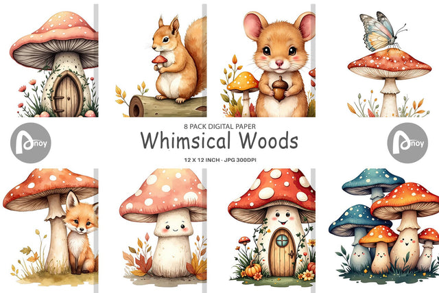 Digital Paper Whimsical Woods Digital Pattern artnoy 