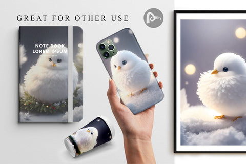 Digital Paper White Bird Christmas Digital Pattern artnoy 