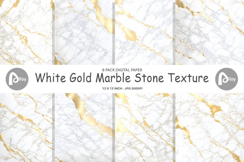 Digital paper White Gold Marble Stone Digital Pattern artnoy 