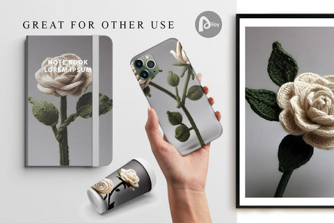 Digital Paper White Rose Embroidery Digital Pattern artnoy 