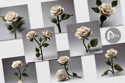 Digital Paper White Rose Embroidery Digital Pattern artnoy 