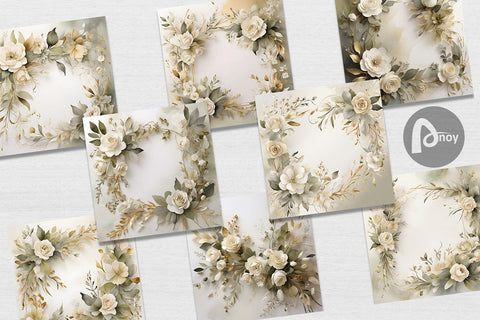 Digital Paper White Wedding Flower Digital Pattern artnoy 