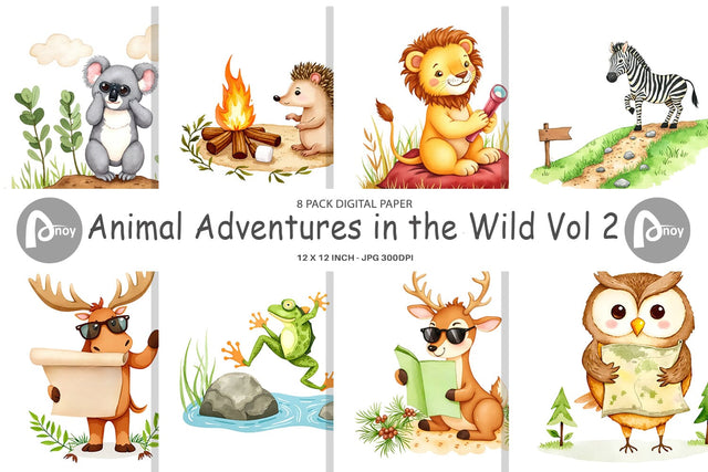 Digital Paper Wild Animal Adventures Digital Pattern artnoy 