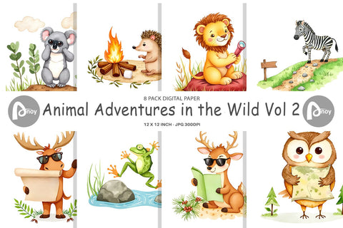 Digital Paper Wild Animal Adventures Digital Pattern artnoy 