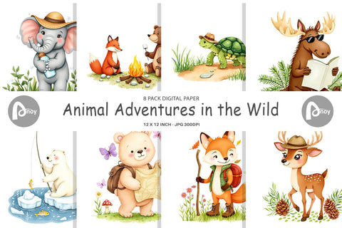 Digital Paper Wild Animal Adventures Digital Pattern artnoy 