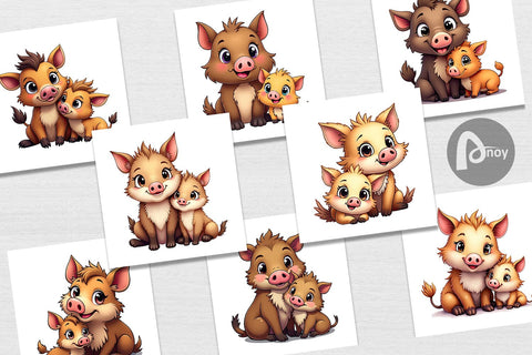 Digital Paper Wild Boar Mother's Day Digital Pattern artnoy 