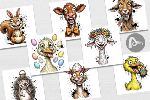 Digital Paper Wild Easter Animal Sketch Sublimation artnoy 