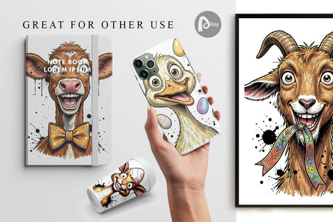 Digital Paper Wild Easter Animal Sketch Sublimation artnoy 