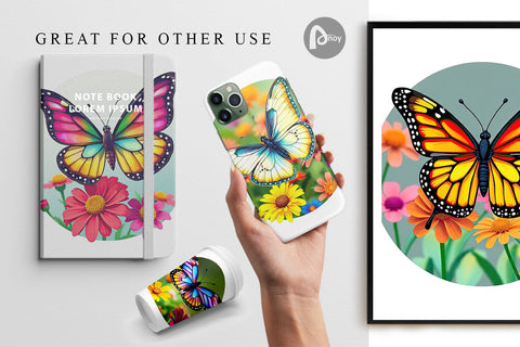 Digital Paper Wildflower Butterfly Digital Pattern artnoy 