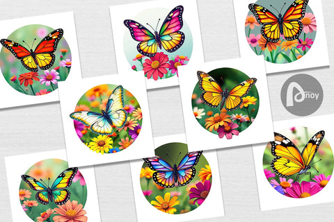 Digital Paper Wildflower Butterfly Digital Pattern artnoy 