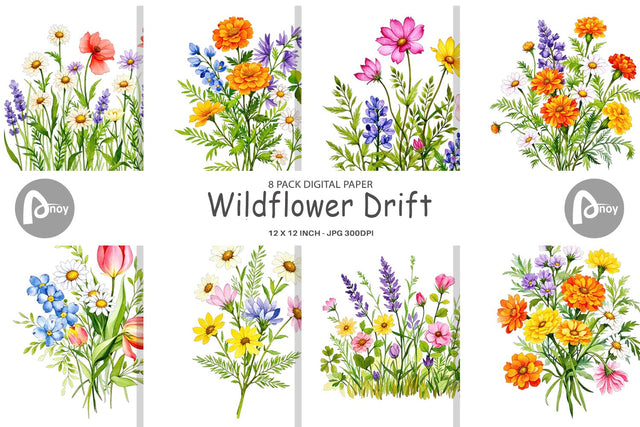 Digital Paper Wildflower Drift Digital Pattern artnoy 