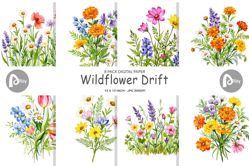 Digital Paper Wildflower Drift Digital Pattern artnoy 