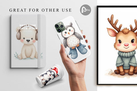 Digital Paper Winter Animals Digital Pattern artnoy 