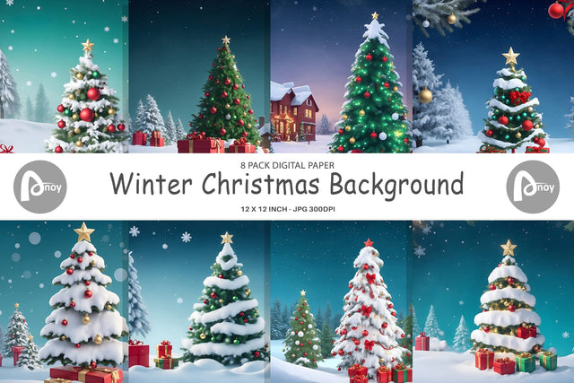 Digital Paper Winter Christmas Sublimation artnoy 