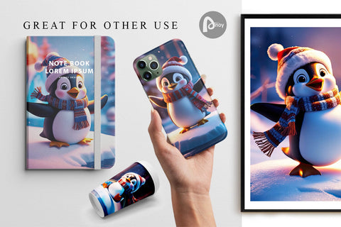 Digital Paper Winter Penguin Digital Pattern artnoy 