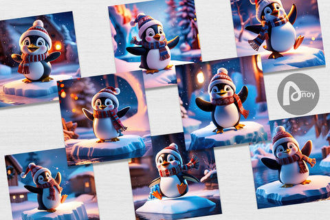 Digital Paper Winter Penguin Digital Pattern artnoy 