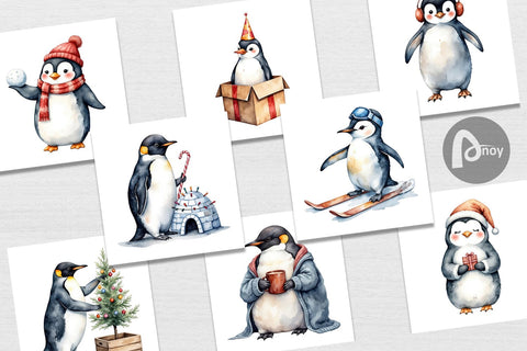 Digital Paper Winter Penguins Digital Pattern artnoy 