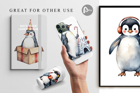 Digital Paper Winter Penguins Digital Pattern artnoy 