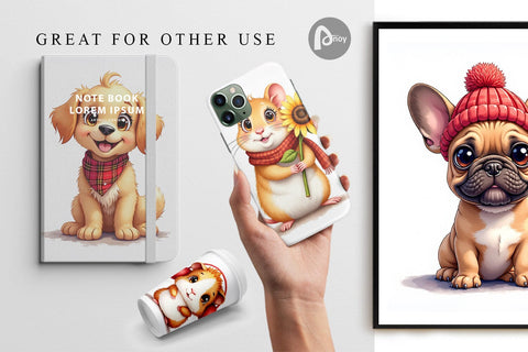 Digital Paper Winter Pets Parade Digital Pattern artnoy 