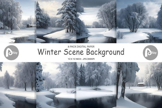 Digital Paper Winter Scene Background Digital Pattern artnoy 