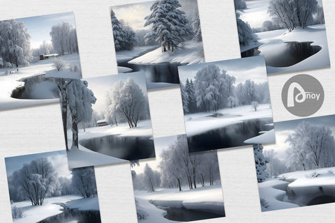 Digital Paper Winter Scene Background Digital Pattern artnoy 