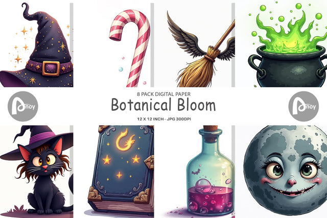 Digital Paper Witch Elements Digital Pattern artnoy 