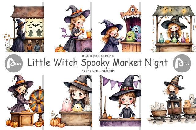 Digital Paper Witch Market Night Digital Pattern artnoy 