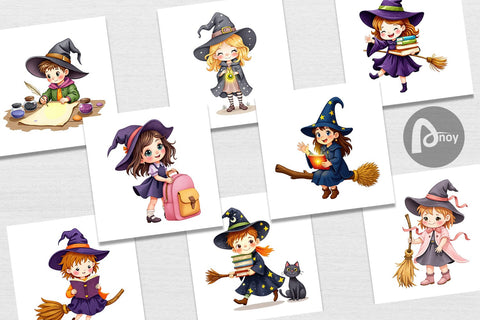 Digital Paper Witch School Days Digital Pattern artnoy 