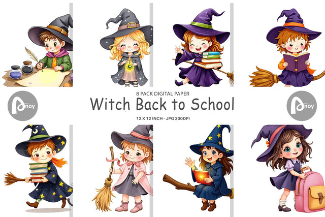 Digital Paper Witch School Days Digital Pattern artnoy 