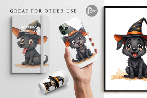 Digital Paper Witchy Pup Digital Pattern artnoy 