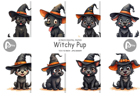 Digital Paper Witchy Pup Digital Pattern artnoy 