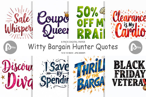 Digital Paper Witty Bargain Hunter Digital Pattern artnoy 