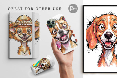 Digital Paper Witty Coastal Dog Watercolor Caricature Digital Pattern artnoy 