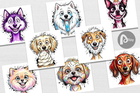 Digital Paper Witty Summer Treat Dog Watercolor Digital Pattern artnoy 