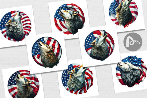 Digital Paper Wolf 4th of July Digital Pattern artnoy 