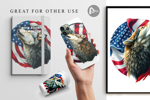 Digital Paper Wolf 4th of July Digital Pattern artnoy 