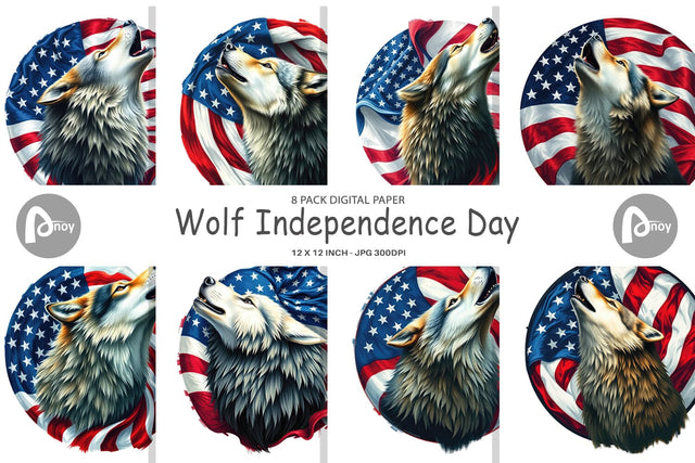 Digital Paper Wolf 4th of July Digital Pattern artnoy 