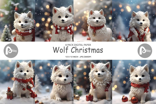Digital Paper Wolf Christmas Digital Pattern artnoy 