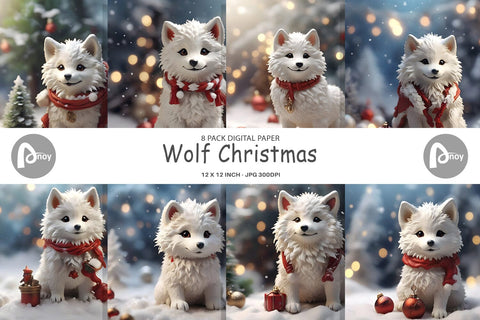 Digital Paper Wolf Christmas Digital Pattern artnoy 